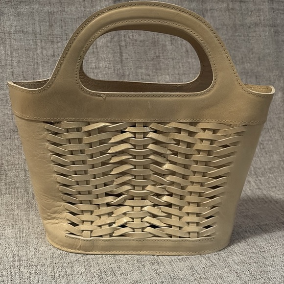 Vintage Charles Jourdan Leather Basket Weave Handbag Made in Spain - Picture 1 of 14